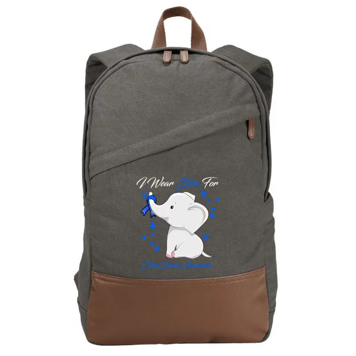 Elephant I Wear Blue For Colon Cancer Awareness Gift Cotton Canvas Backpack