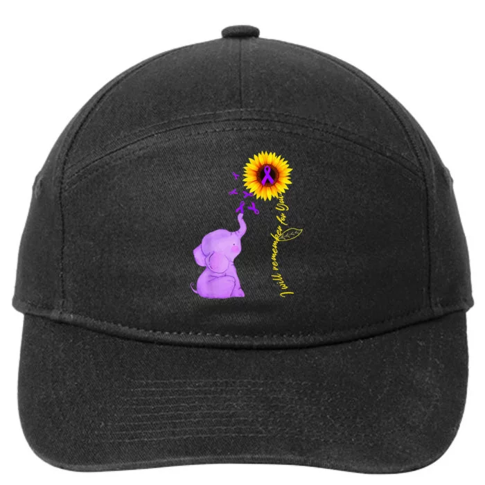 Elephant I Will Remember For You Sunflower Alzheimer 7-Panel Snapback Hat