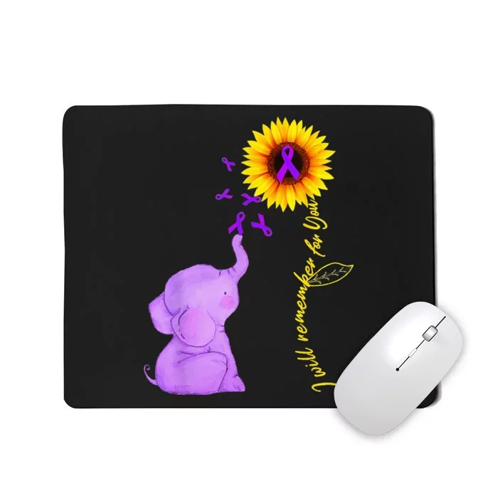 Elephant I Will Remember For You Sunflower Alzheimer Mousepad