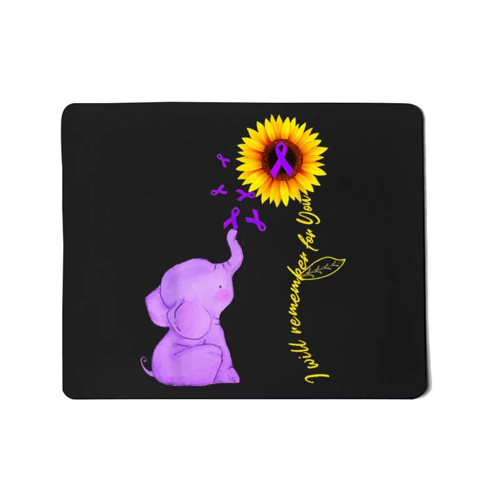 Elephant I Will Remember For You Sunflower Alzheimer Mousepad