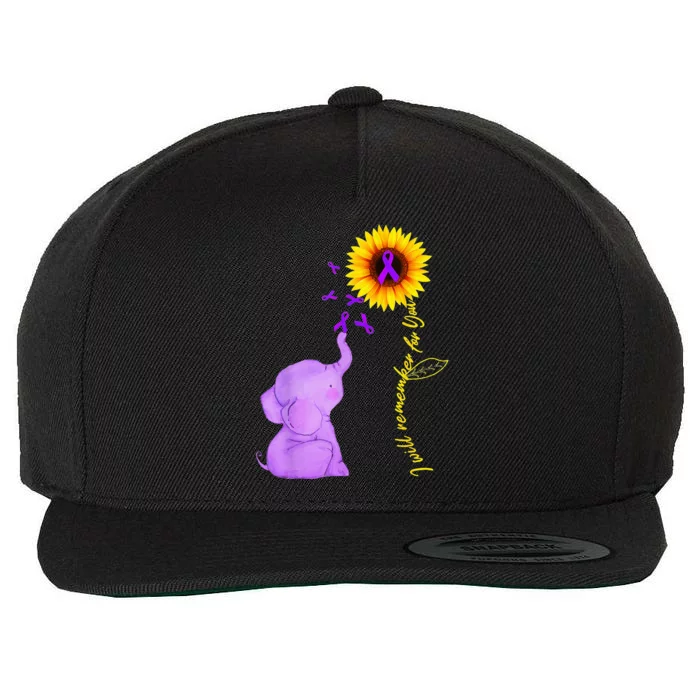 Elephant I Will Remember For You Sunflower Alzheimer Wool Snapback Cap