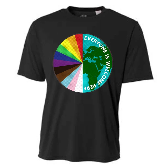 Everyone Is Welcome Here Lgbtq Ally Human Rights Earth Day Cooling Performance Crew T-Shirt