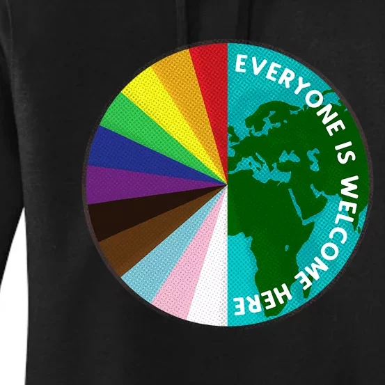 Everyone Is Welcome Here Lgbtq Ally Human Rights Earth Day Women's Pullover Hoodie