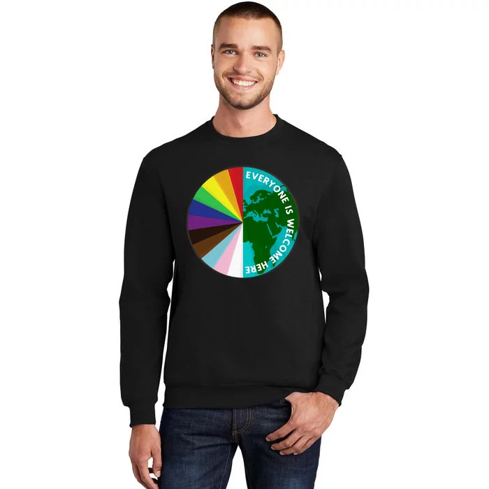 Everyone Is Welcome Here Lgbtq Ally Human Rights Earth Day Tall Sweatshirt