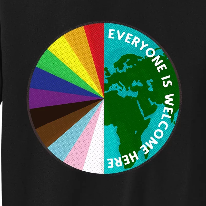 Everyone Is Welcome Here Lgbtq Ally Human Rights Earth Day Tall Sweatshirt