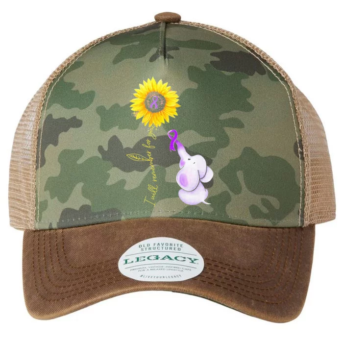 Elephant I Will Remember For You Sunflower Alzheimer Legacy Tie Dye Trucker Hat