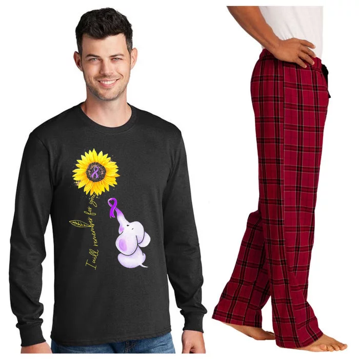 Elephant I Will Remember For You Sunflower Alzheimer Long Sleeve Pajama Set