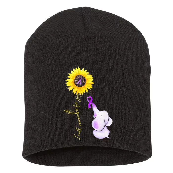 Elephant I Will Remember For You Sunflower Alzheimer Short Acrylic Beanie