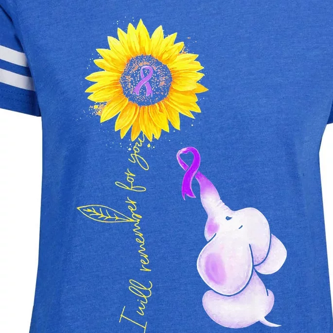 Elephant I Will Remember For You Sunflower Alzheimer Enza Ladies Jersey Football T-Shirt