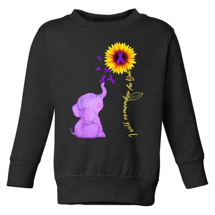 Elephant I Will Remember For You Sunflower Alzheimer Toddler Sweatshirt