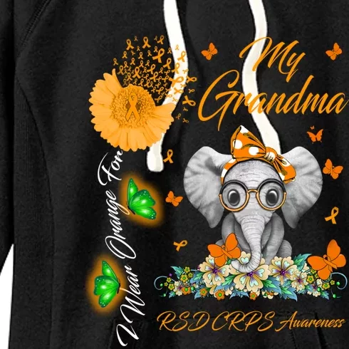 Elephant I Wear Orange For My Grandma Rsd Crps Awareness Gift Women's Fleece Hoodie