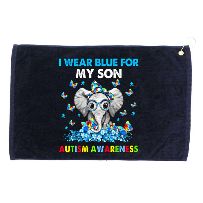 Elephant I Wear Blue For My Son Autism Awareness Cool Gift Grommeted Golf Towel