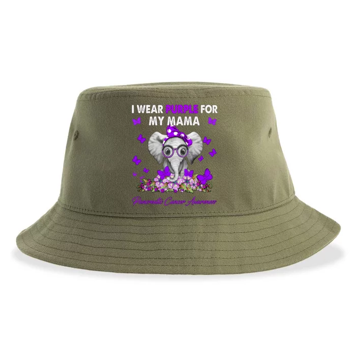 Elephant I Wear Purple For My Mama Pancreatic Cancer Meaningful Gift Sustainable Bucket Hat