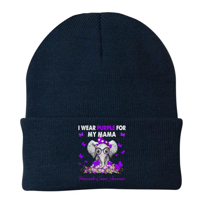 Elephant I Wear Purple For My Mama Pancreatic Cancer Meaningful Gift Knit Cap Winter Beanie