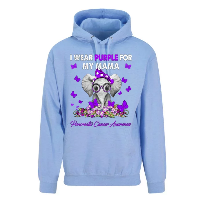 Elephant I Wear Purple For My Mama Pancreatic Cancer Meaningful Gift Unisex Surf Hoodie