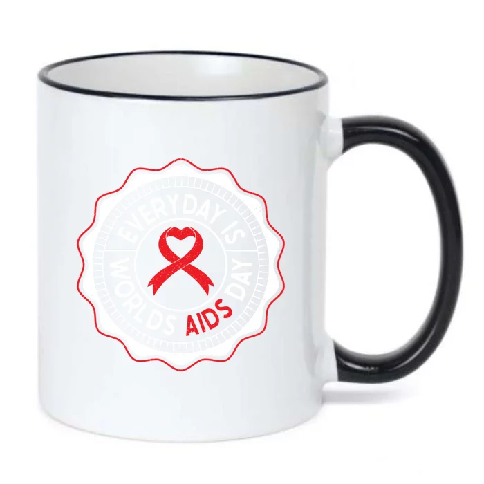 Everyday Is World Aids Day Hiv Aids Awareness Red Ribbon Gift Black Color Changing Mug