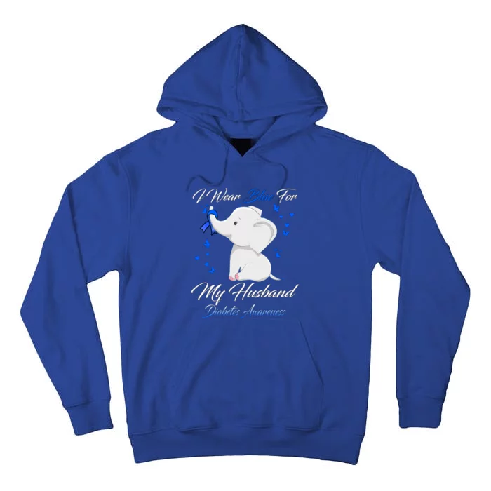 Elephant I Wear Blue For My Husband Diabetes Awareness Gift Tall Hoodie