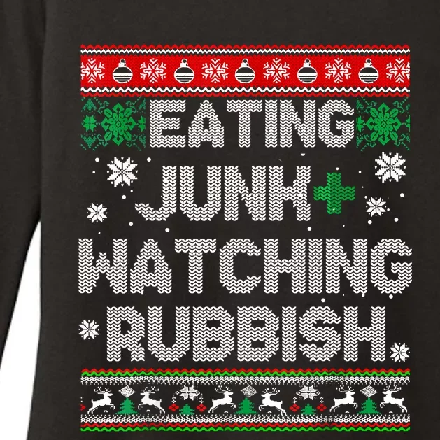 Eating Junk And Watching Rubbish Ugly Christmas Sweaters Womens CVC Long Sleeve Shirt