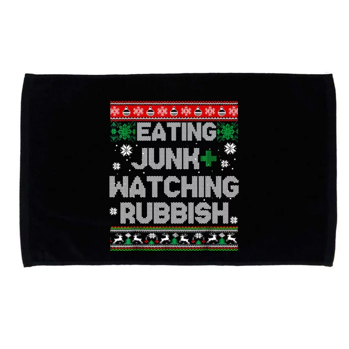 Eating Junk And Watching Rubbish Ugly Christmas Sweaters Microfiber Hand Towel