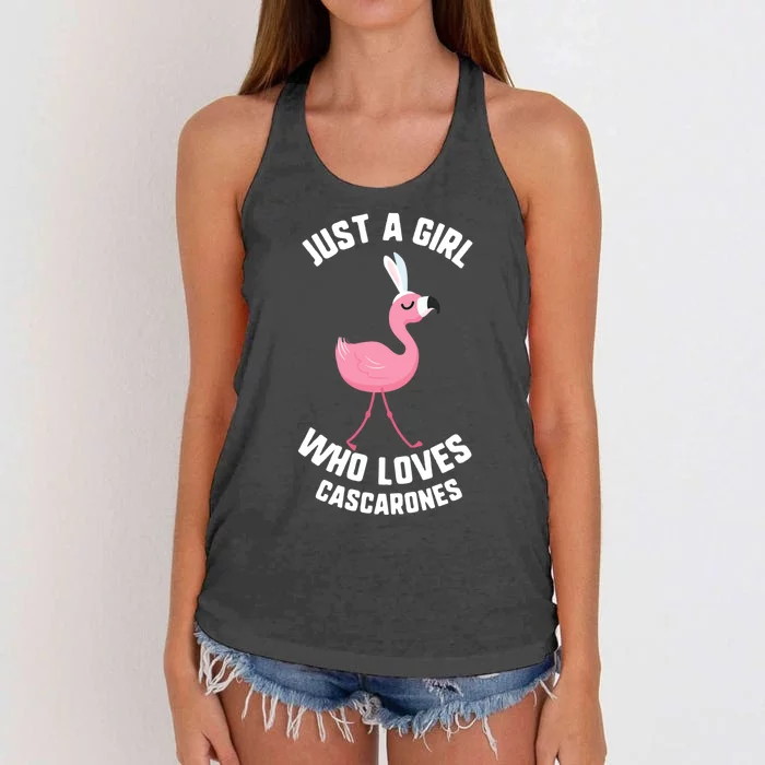 Easter Just A Who Loves Cascarones Flamingo Gift Women's Knotted Racerback Tank