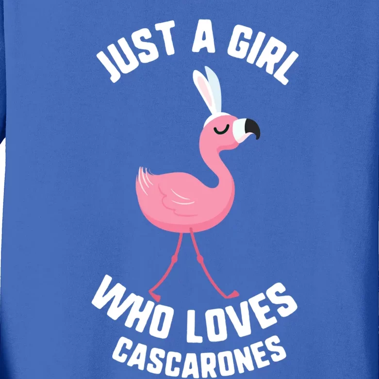 Easter Just A Who Loves Cascarones Flamingo Gift Kids Long Sleeve Shirt