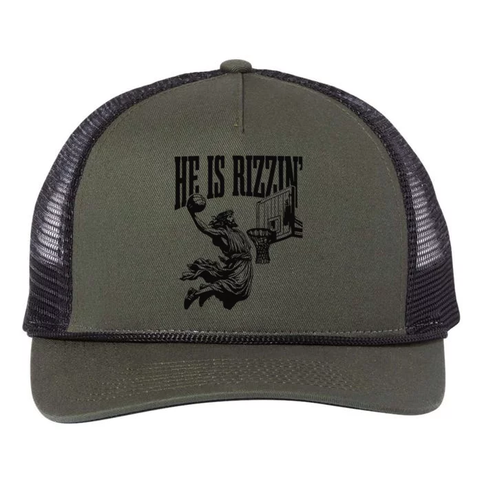 Easter Jesus Basketball He Is Rizzen Retro Rope Trucker Hat Cap