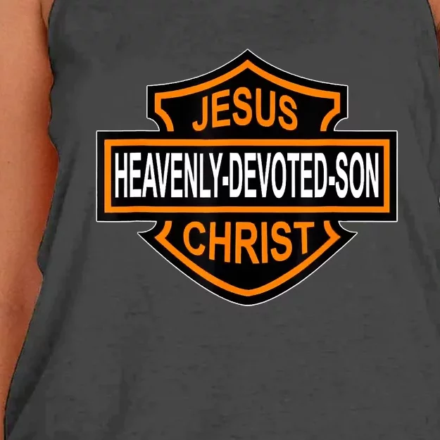 Enjoy Jesus Christ Heavenly Devoted Son Parody Religious Tee Women's Knotted Racerback Tank