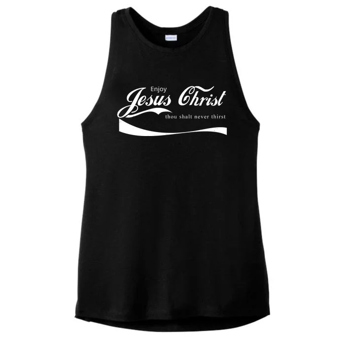 Enjoy Jesus Christ Thou Shalt Never Thirst Ladies Tri-Blend Wicking Tank