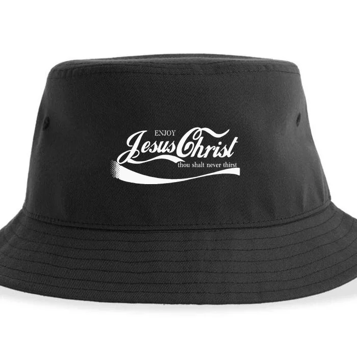 Enjoy Jesus Christ Thou Shall Never Thirst Sustainable Bucket Hat