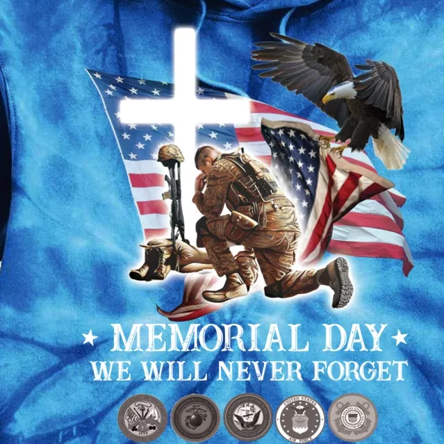 Eagle Jesus Cross Memorial Day We Will Never Forget Gift Tie Dye Hoodie