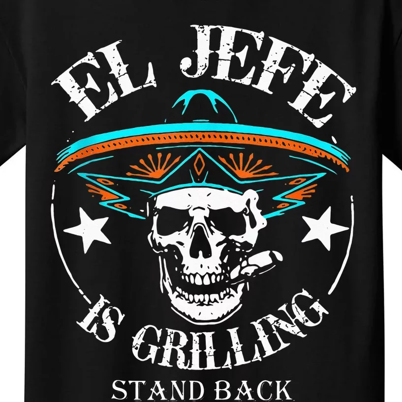 El Jefe Grilling Stand Back Funny Mexican Dad Playera Kids T-Shirt