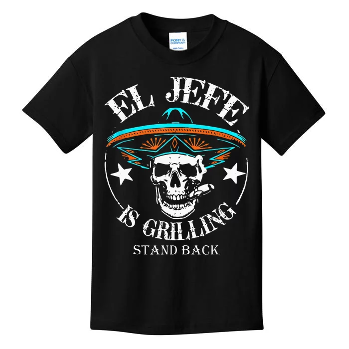 El Jefe Grilling Stand Back Funny Mexican Dad Playera Kids T-Shirt