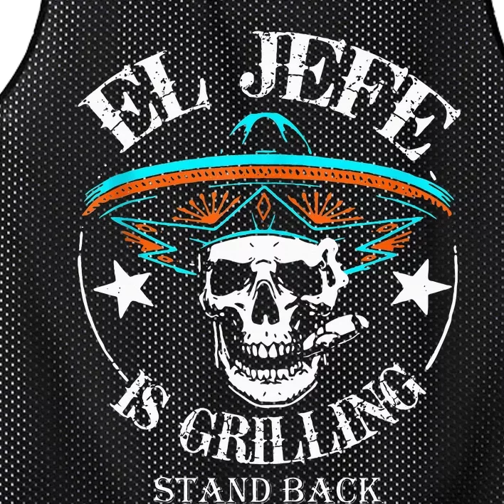 El Jefe Grilling Stand Back Funny Mexican Dad Playera Mesh Reversible Basketball Jersey Tank