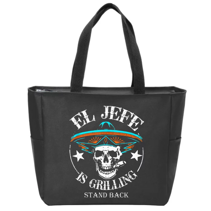 El Jefe Grilling Stand Back Funny Mexican Dad Playera Zip Tote Bag