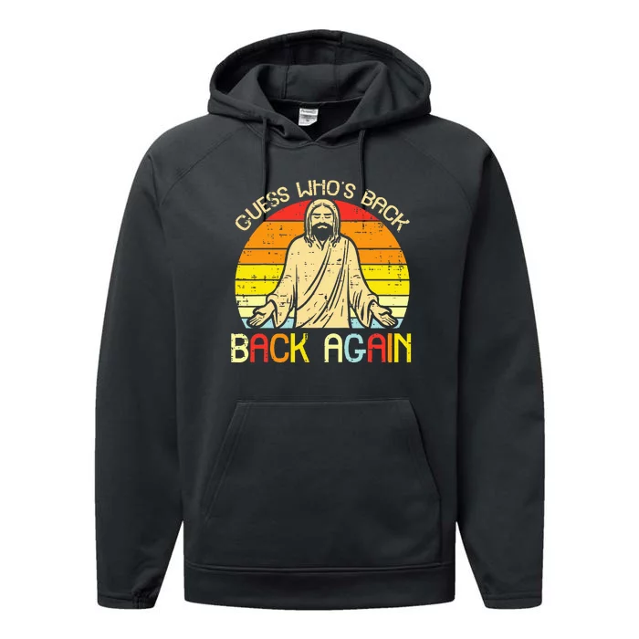 Easter Jesus Guess Whos Back Religious Christian Performance Fleece Hoodie