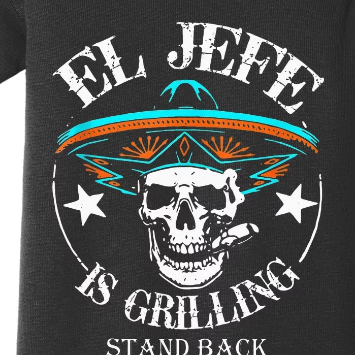 El Jefe Grilling Stand Back Funny Mexican Dad Playera Baby Bodysuit