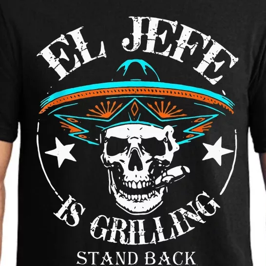 El Jefe Grilling Stand Back Funny Mexican Dad Playera Pajama Set