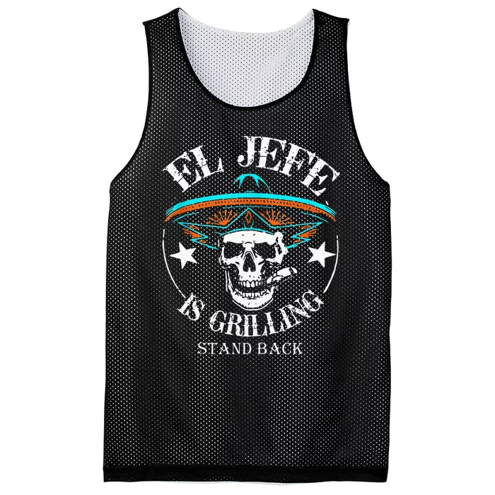 El Jefe Grilling Stand Back Funny Mexican Dad Playera Mesh Reversible Basketball Jersey Tank