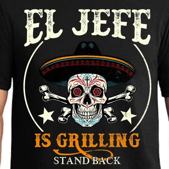 El Jefe Grilling Stand Back Funny Mexican Dad Playera Pajama Set