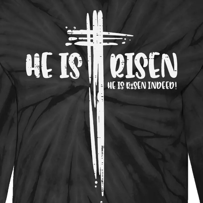 Easter Jesus He Is Risen Indeed Religious Christian Tie-Dye Long Sleeve Shirt