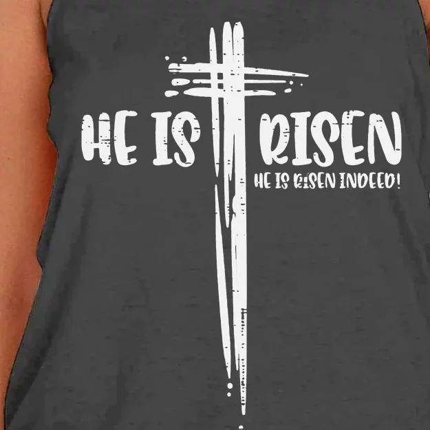 Easter Jesus He Is Risen Indeed Religious Christian Women's Knotted Racerback Tank