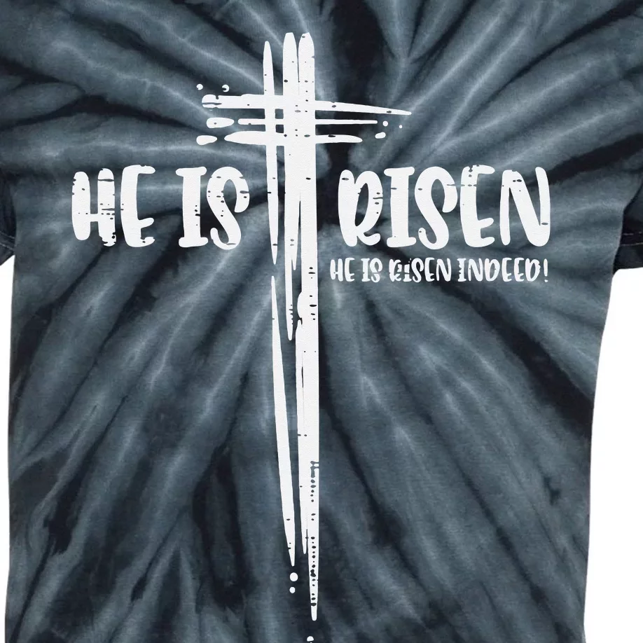 Easter Jesus He Is Risen Indeed Religious Christian Kids Tie-Dye T-Shirt