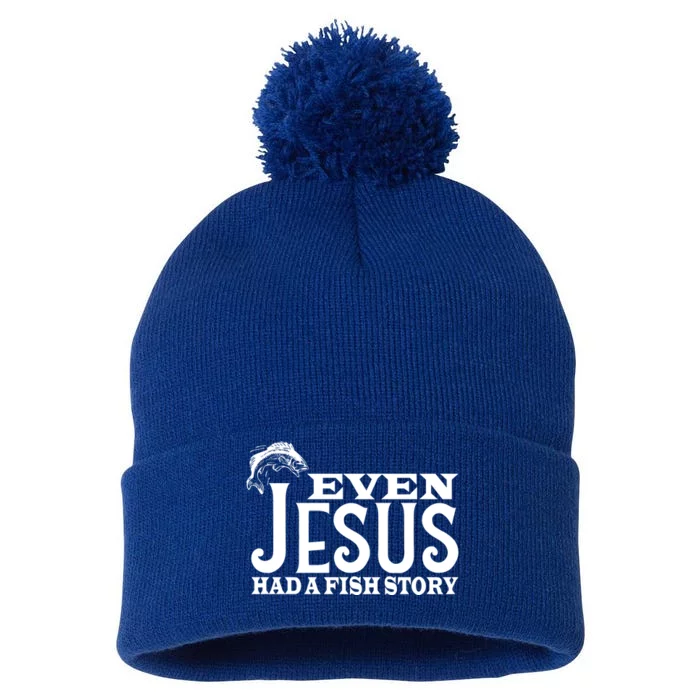 Even Jesus Had A Fish Story Pom Pom 12in Knit Beanie