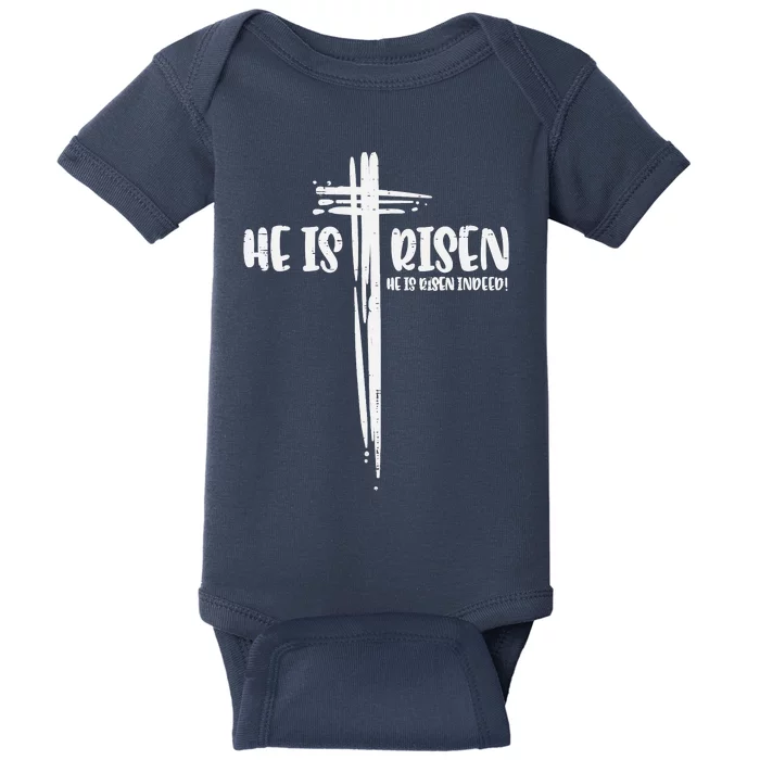 Easter Jesus He Is Risen Indeed Religious Christian Baby Bodysuit