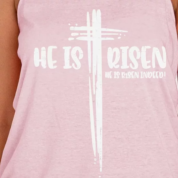 Easter Jesus He Is Risen Indeed Religious Christian Women's Knotted Racerback Tank