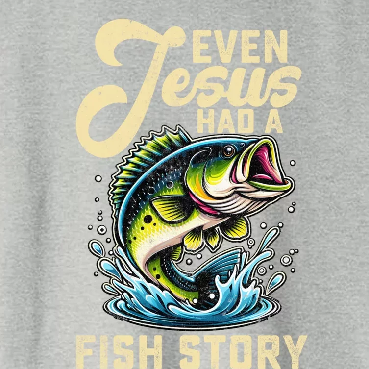 Even Jesus Had A Fish Story Funny Fisher Fishing Bass Gift Women's Crop Top Tee