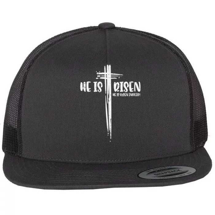 Easter Jesus He Is Risen Indeed Religious Christian Flat Bill Trucker Hat