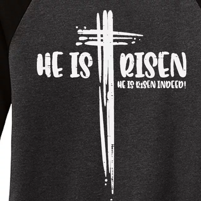 Easter Jesus He Is Risen Indeed Religious Christian Women's Tri-Blend 3/4-Sleeve Raglan Shirt