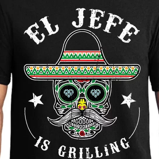 El Jefe Is Grilling Stand Back Funny Mexican Dad Jefe Pajama Set