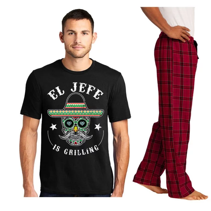 El Jefe Is Grilling Stand Back Funny Mexican Dad Jefe Pajama Set